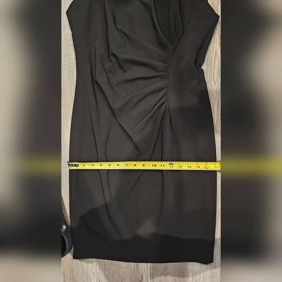 Size 8 | Calvin Klein Square Neck Sheath Midi Dress Fancy Black Dress - Picture 4 of 12